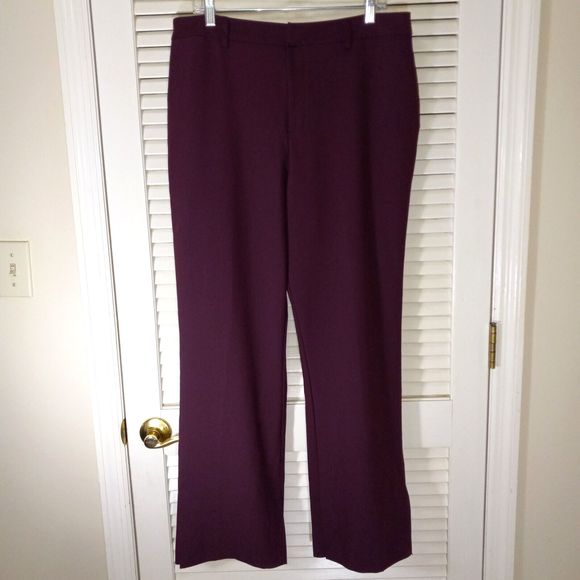 Worthington Trousers With Split Hems Pants Womens Size 14 Wine Pants Career Work - Picture 1 of 13